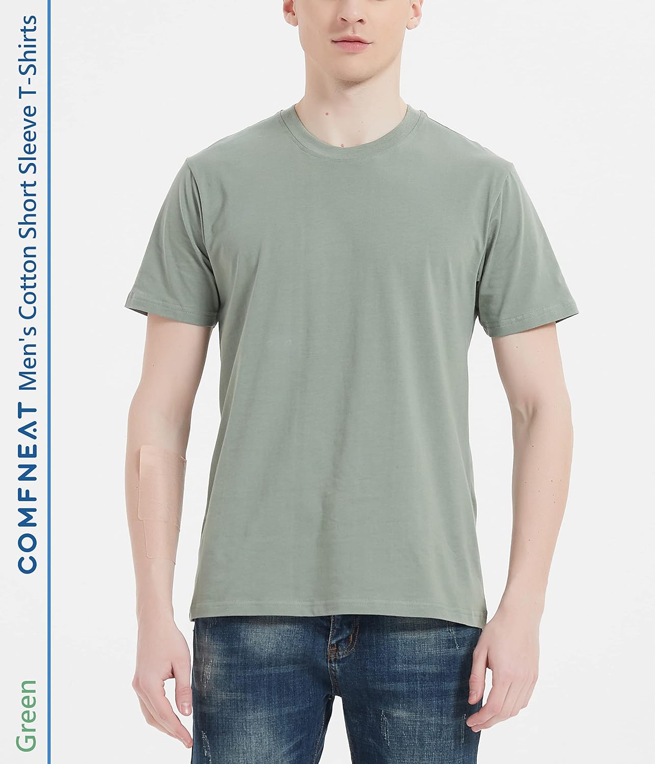 HOTComfneat Men's 3-Pack Lightweight T-Shirts Cotton Crew Neck Regular Fit Solid Tee
