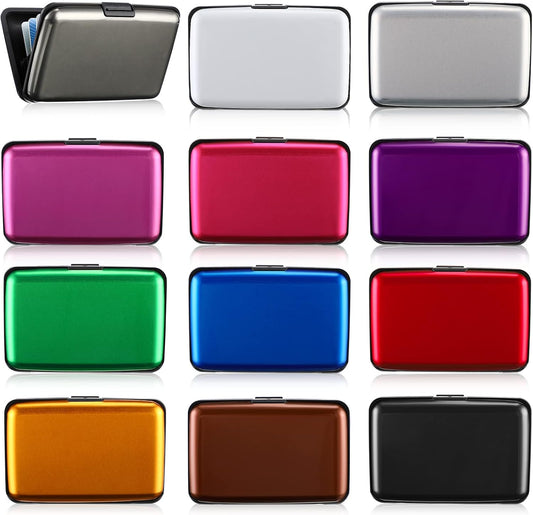 HOTTaoBary 12 Pcs RFID Blocking Credit Cards Holder Mini Slim Aluminum Wallet Metal Business Card Case Credit wallet Protector ID Hard Case for Women Men, Multicolor
