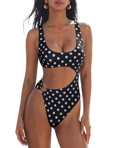 HOTSUUKSESS Women Sexy One Piece Tummy Control Swimsuit Cutout Backless Bathing Suit