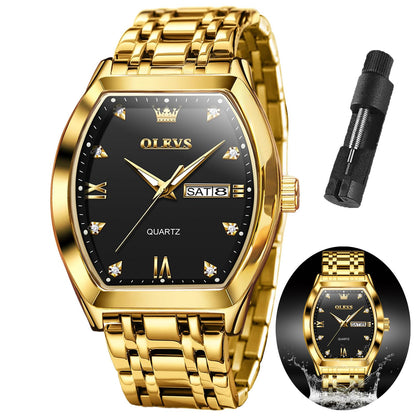 HOTOLEVS Mens Watches Luxury Business Analog Quartz Watches for Men with Stainless Steel Dress Date Waterproof Luminous Wrist Watches | Luxury Rectangle Face Tonneau Silver or Gold Stainless Steel Dress Watches for Men Roman Numerals with Black/Blue/White