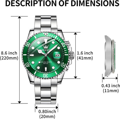 HOTOLEVS Luxury Watches for Men Big Stainless Steel Waterproof Analog Quartz
