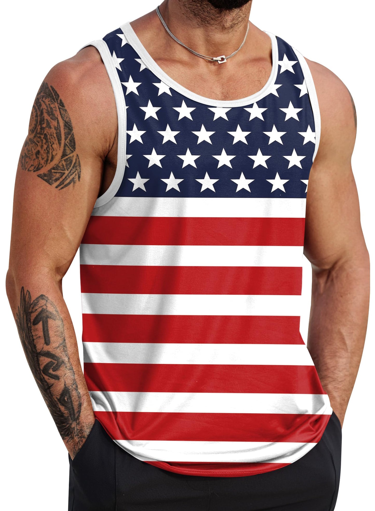 HOTVOGSTART Mens Hawaiian Beach Tank Tops Summer Vacation Muscle Top Graphic Sleeveless Shirts (S-3XL)