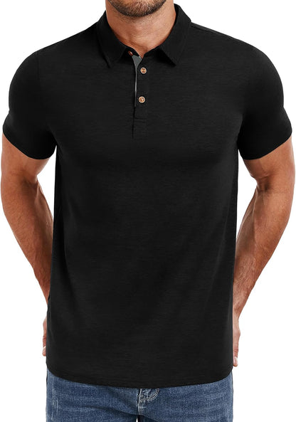 HOTPEGENO Mens Polo Shirts Short Sleeve Casual Cotton Golf Shirts Performance Polo Shirts for Men