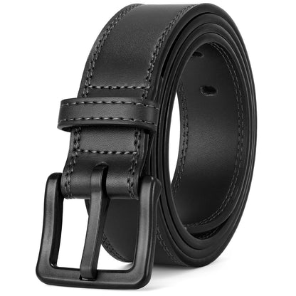 HOTXZQTIVE Men’s Metal Free Belt Hypoallergenic Leather Belts For Jeans Dress Nickle Free TSA Belt With Black Buckle