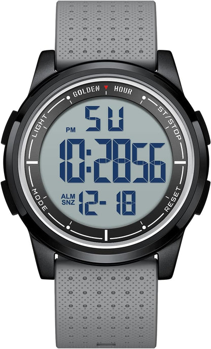 HOTGOLDEN HOUR Ultra-Thin Minimalist Sports Waterproof Digital Watches Men with Wide-Angle Display Rubber Strap Wrist Watch for Men Women