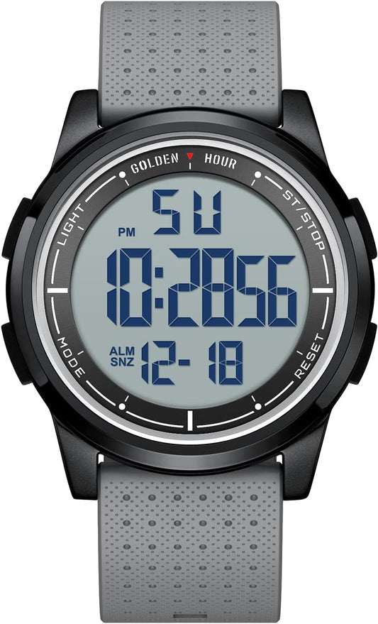 HOTGOLDEN HOUR Ultra-Thin Minimalist Sports Waterproof Digital Watches Men with Wide-Angle Display Rubber Strap Wrist Watch for Men Women