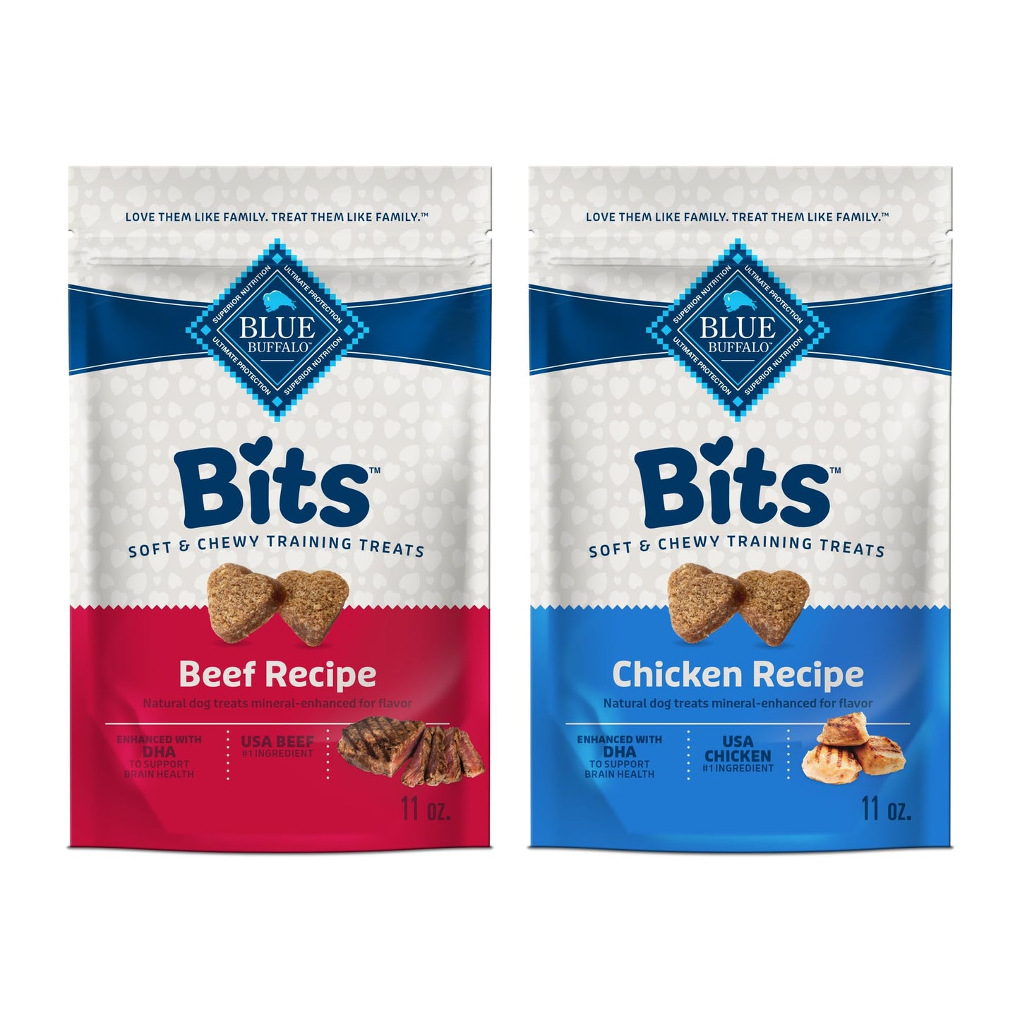HOTBlue Buffalo Bits Chicken Soft & Chewy Dog Treats, Bite-Sized for Training, Made with Real Chicken & Enhanced with DHA, Heart-Shaped Dog Treats, Made in the USA with Natural Ingredients, 19 oz.