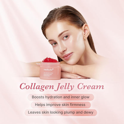 HOTmedicube Jelly Cream with Collagen & Niacinamide, 3.71 fl.oz | Freeze-Dried Hydrolyzed Collagen for Skin Barrier Hydration & 24H Glow - Plumper, Firmer looking skin, 3.71 fl.oz