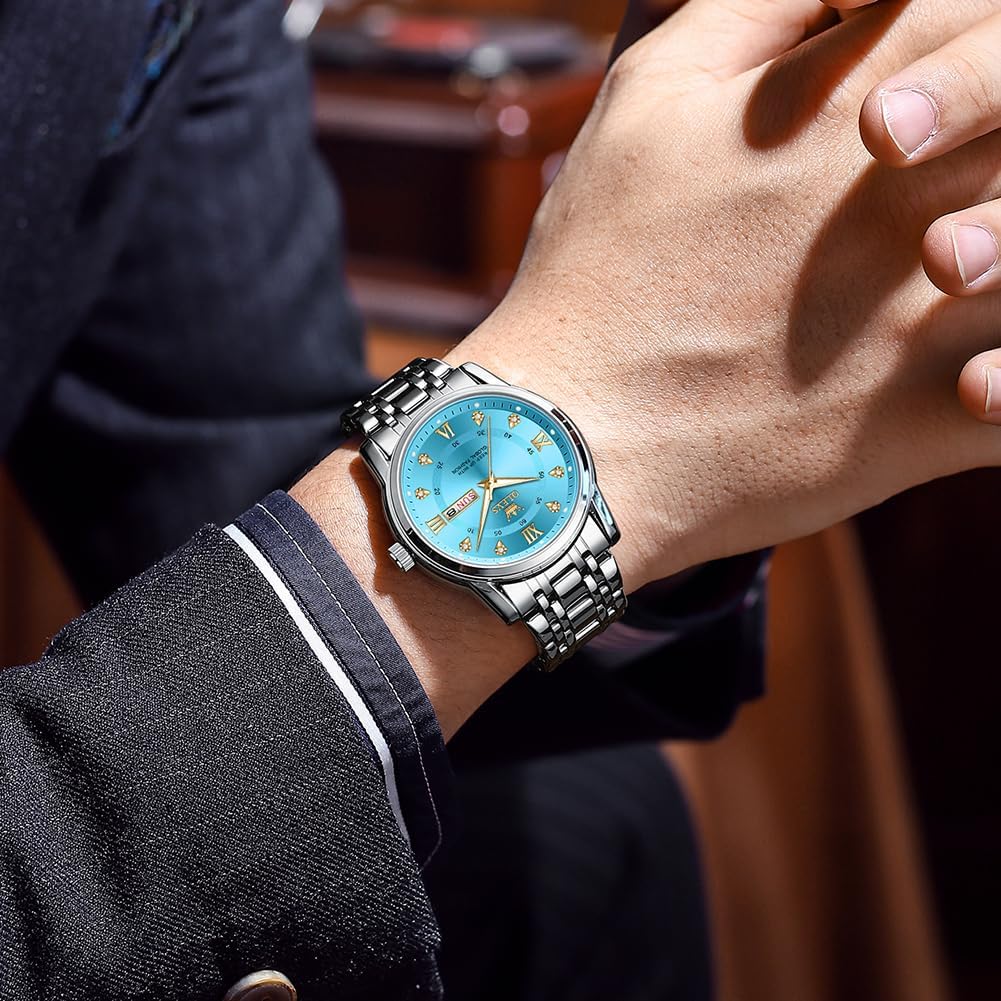 HOTOLEVS Watch for Men Skeleton Business Dress Stainless Steel Waterproof Luminous Mens Wrist Watch