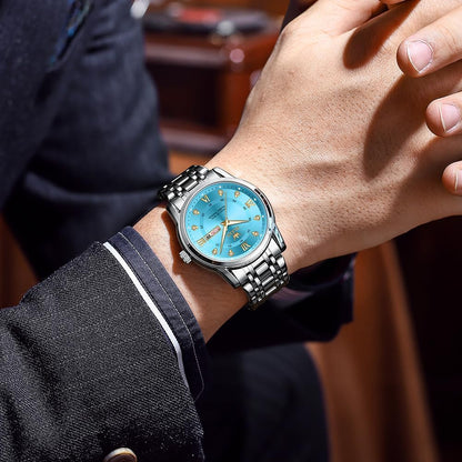 HOTOLEVS Watch for Men Skeleton Business Dress Stainless Steel Waterproof Luminous Mens Wrist Watch