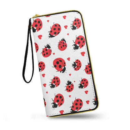 HOTHawaii Totem Flowers PU Leather Ladies Wallet Wristlet, Tropical Hawaiian Tiki Art Zip Around Wallets for Women, Brown Large Capacity Card Holder Organizer