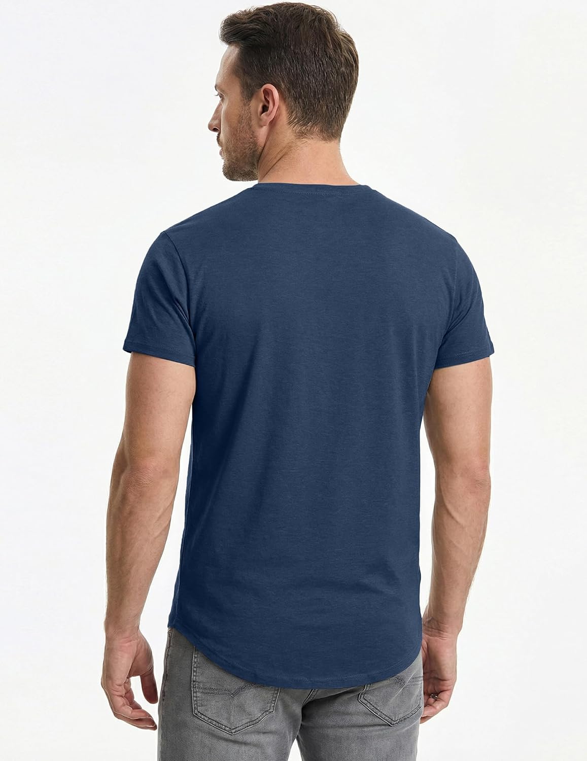 HOTJMIERR Mens 3 Pack Cotton Hipster Hip Hop Longline Crewneck T-Shirt
