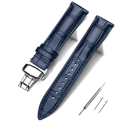 HOTEACHE Croco Design Leather Watch Bands for Men Women,Quick Release Strap with Butterfly Deployment Buckle 18mm 19mm 20mm 21mm 22mm 23mm 24mm