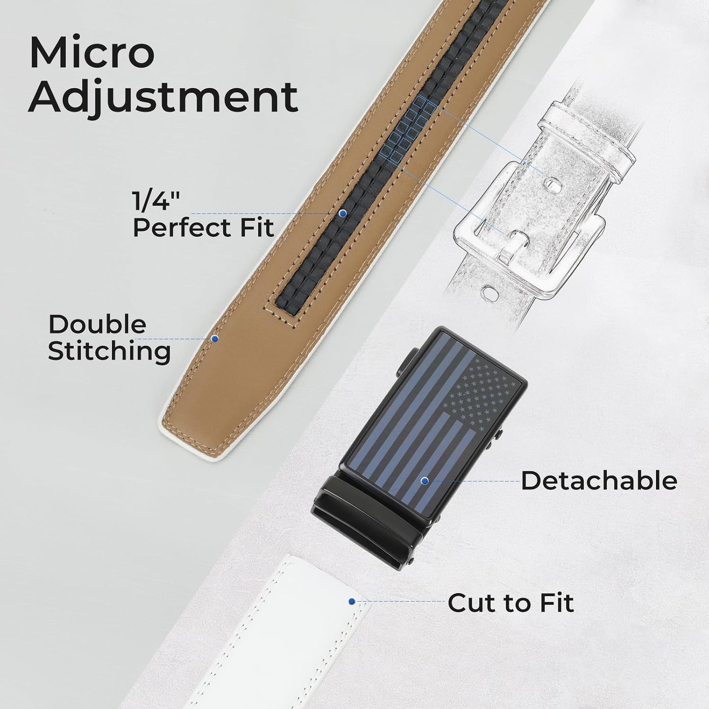 HOTSANSTHS Men's Belts Leather Ratchet Dress Belts for Men with Adjustable Slide Buckle in Gift Box