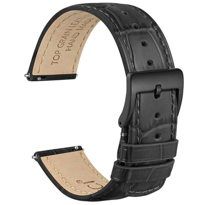 HOTWOCCI Watch Bands, Top Grain Leather, Embossed Alligator Grain, Quick Release, Band Width 18mm 20mm 22mm