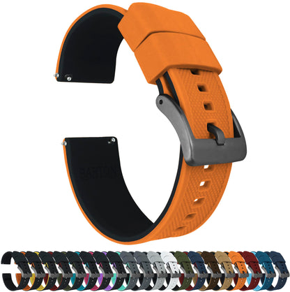 HOTBARTON Elite Silicone Watch Bands - Quick Release - Choose Strap Color & Buckle Color (Stainless Steel, Black PVD or Gunmetal Grey) - 18mm, 20mm, 22mm & 24mm Watch Straps