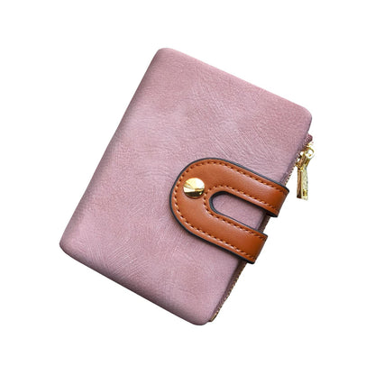 HOTAOXONEL Women's Rfid Small Bifold Leather Wallet Ladies Mini Zipper Coin Purse id card Pocket,Slim Compact Thin