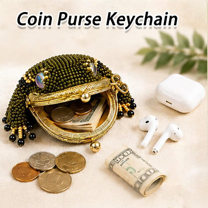 HOTCharming Frog Coin Purse, Small Pouch Earbuds Keychain Bag，1 Pc | Cute Small Mini Pouch Accessories, Kiss Lock Charm Keychain Decor, Daily Carry Wallet, Currency Storage Bag Ring Pendant