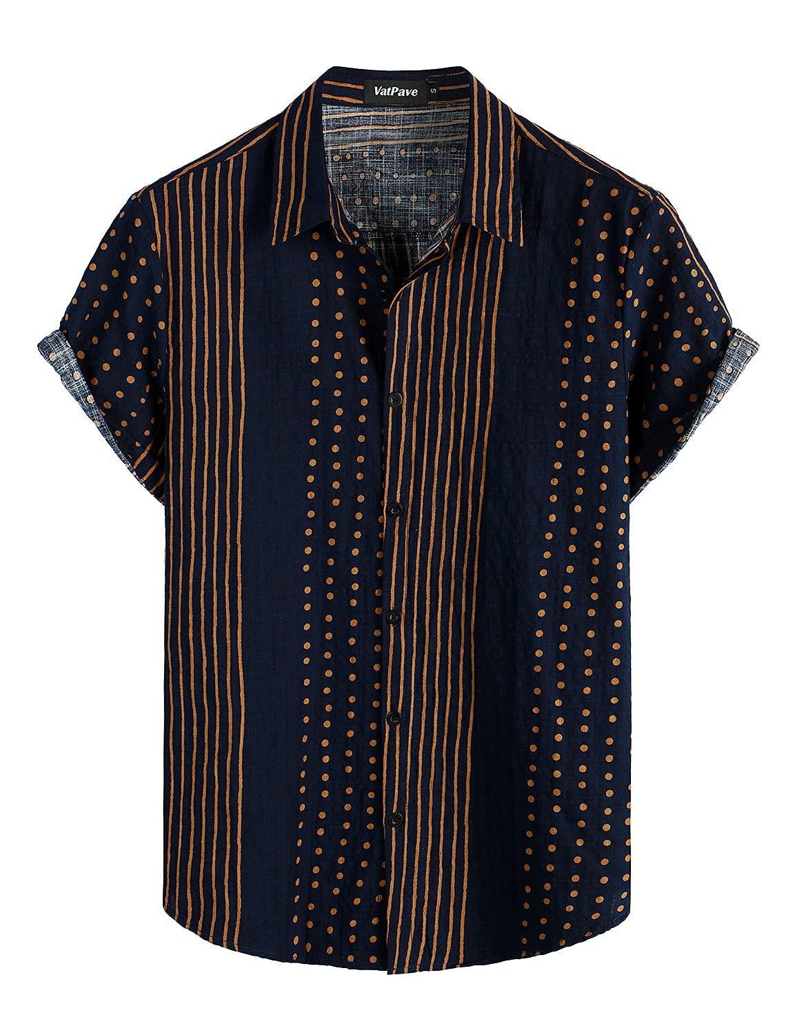HOTVATPAVE Mens Casual Short Sleeve Button Down Shirts Regular Fit Hawaiian Summer Shirt