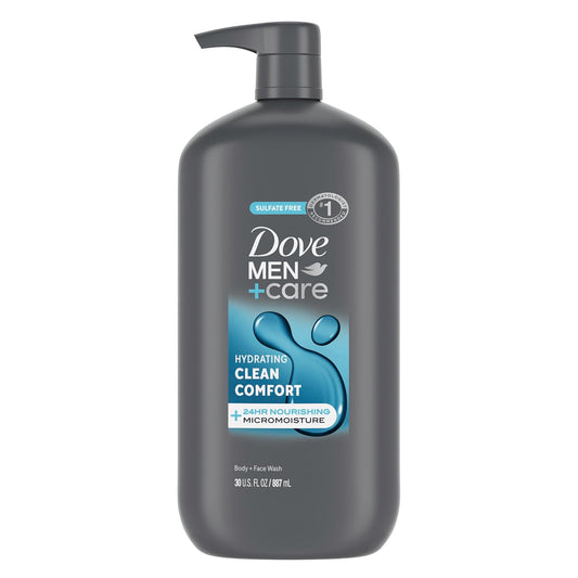 HOTDOVE MEN + CARE Body and Face Wash Hydrating Clean Comfort Men's Body Wash with 24-Hour Nourishing Micromoisture Technology 30 oz
