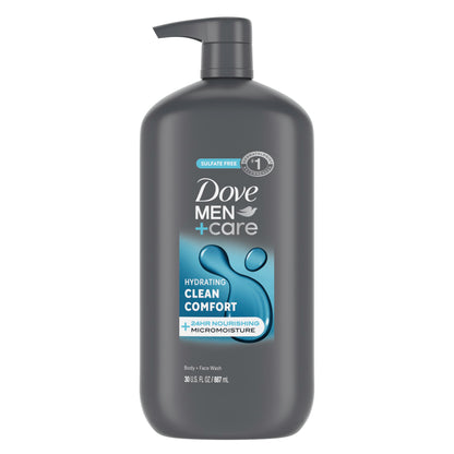 HOTDOVE MEN + CARE Body and Face Wash Hydrating Clean Comfort Men's Body Wash with 24-Hour Nourishing Micromoisture Technology 30 oz