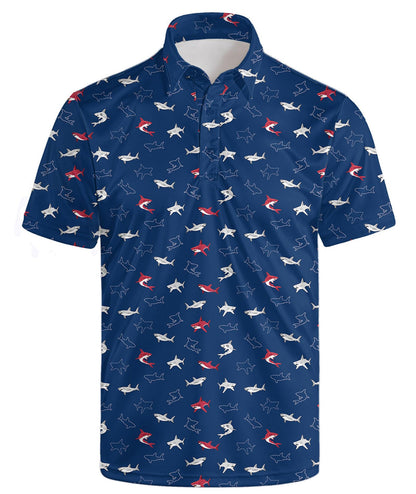 HOTGolf Polo Shirts for Men Funny Print Quick Dry Short Sleeve Performance Golf Shirts Moisture Wicking Polo Shirts