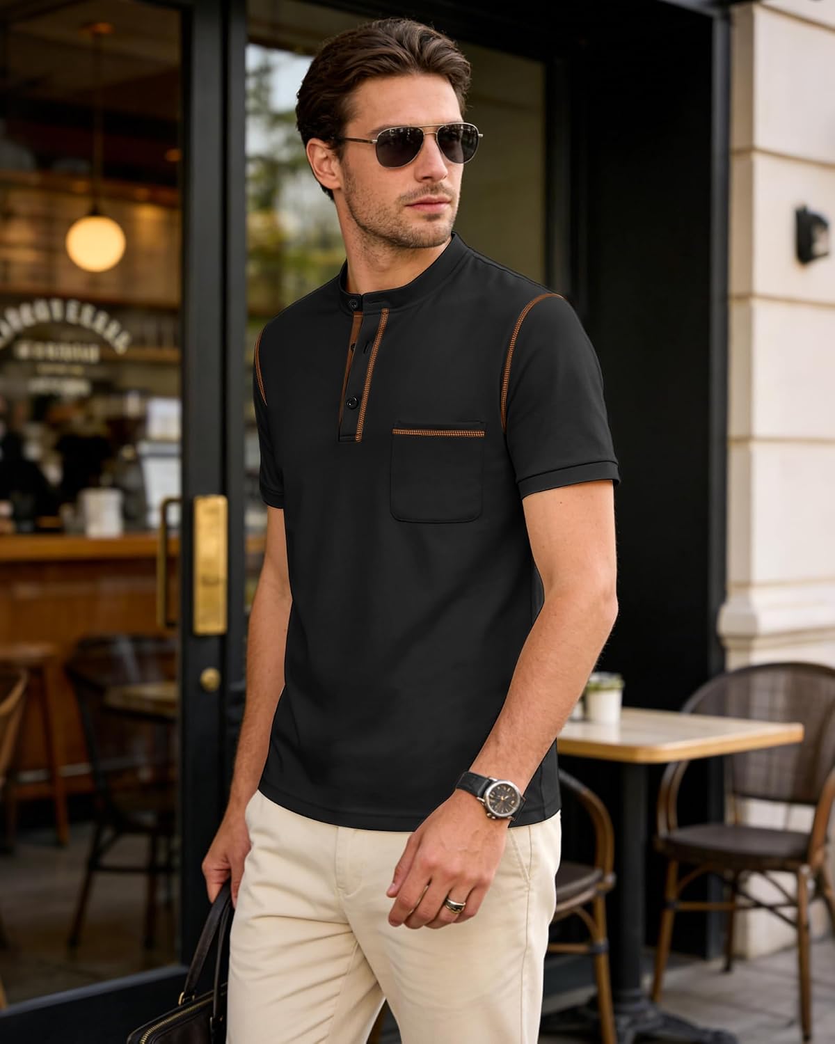 HOTMen's Henley Shirt Short Sleeve T-Shirt Casual Top Pullover Summer Lightweight Tee Shirts with Button