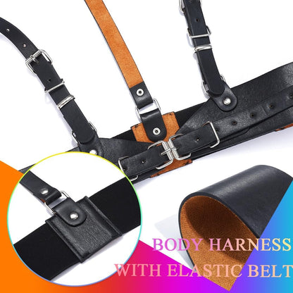 HOTBODIY Punk Women Waist Belts PU Leather Fashion Body Chain Belt Rave Halloween Accessories Belt Adjustable Goth