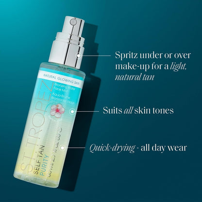 HOTSt. Tropez Self Tan Purity Face Mist, Natural Sunkissed Glow Face Tan with Hyaluronic Acid & Antioxidants, Vegan, Natural & Cruelty Free Face Care, 2.7 Fl Oz