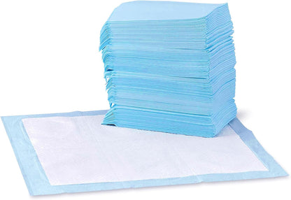 HOTAmazon Basics Leak-Proof Dog and Puppy Potty Training Pee Pads with Quick-Dry 5-Layer Super Absorbent Design, Regular Size 22 x 22 inch, Blue & White, 100 Count