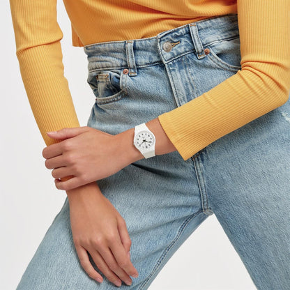 HOTSwatch Gent Biosourced Unisex Watch Casual Polymer White Quartz Waterproof Just White Soft