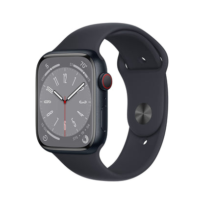 HOTApple Watch Series 8 (GPS + Cellular, 41mm) - Silver Stainless Steel Case with White Sport Band M/L (Renewed)