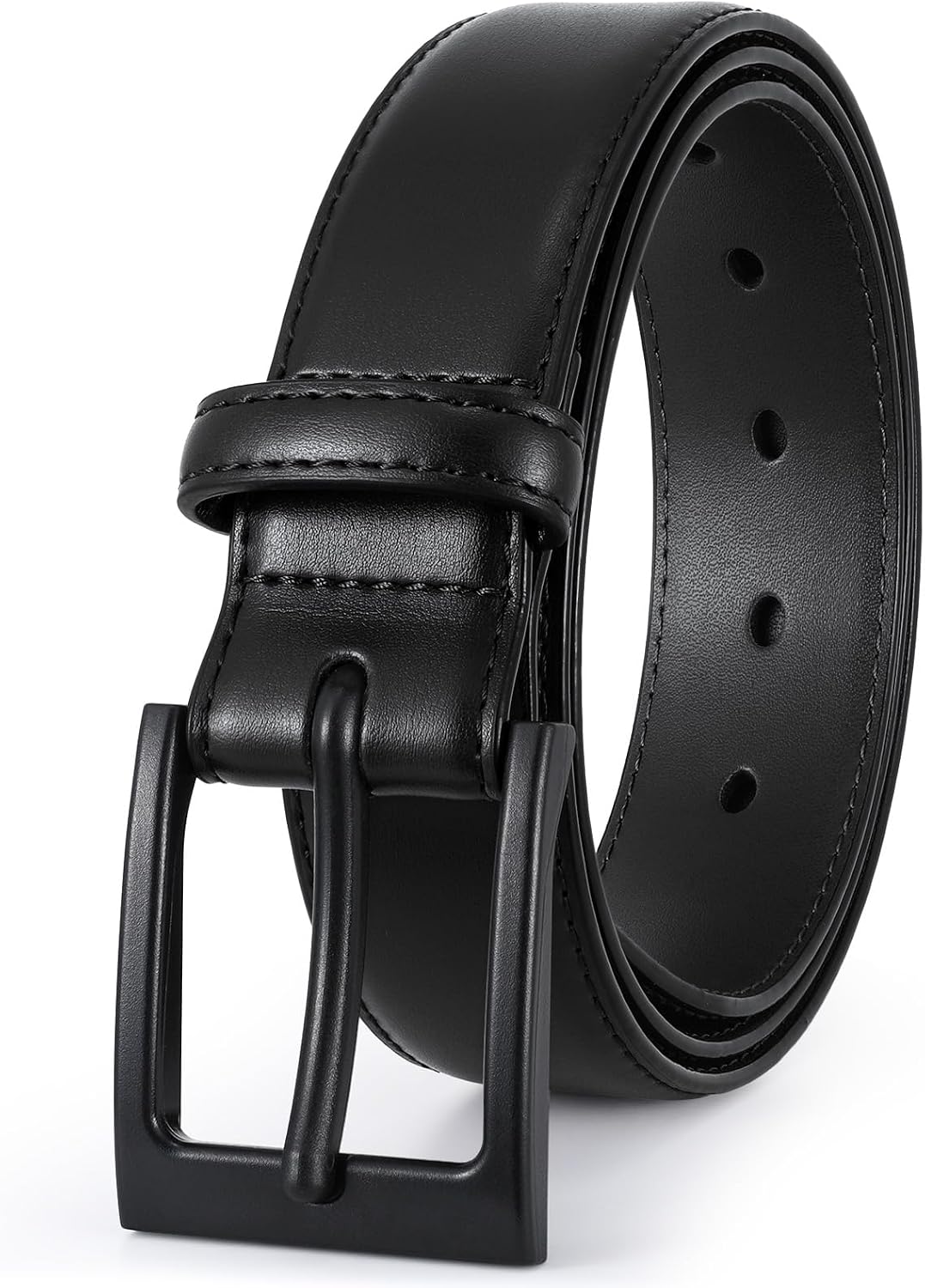 HOTXZQTIVE TSA Belt For Men Metal Free Dress Belts Hypoallergenic Leather Belt With Black Buckle Nickle Free