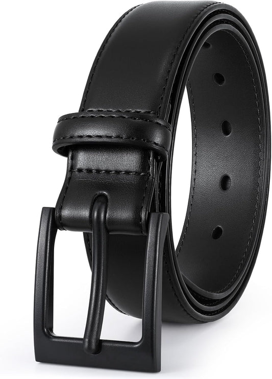 HOTXZQTIVE TSA Belt For Men Metal Free Dress Belts Hypoallergenic Leather Belt With Black Buckle Nickle Free