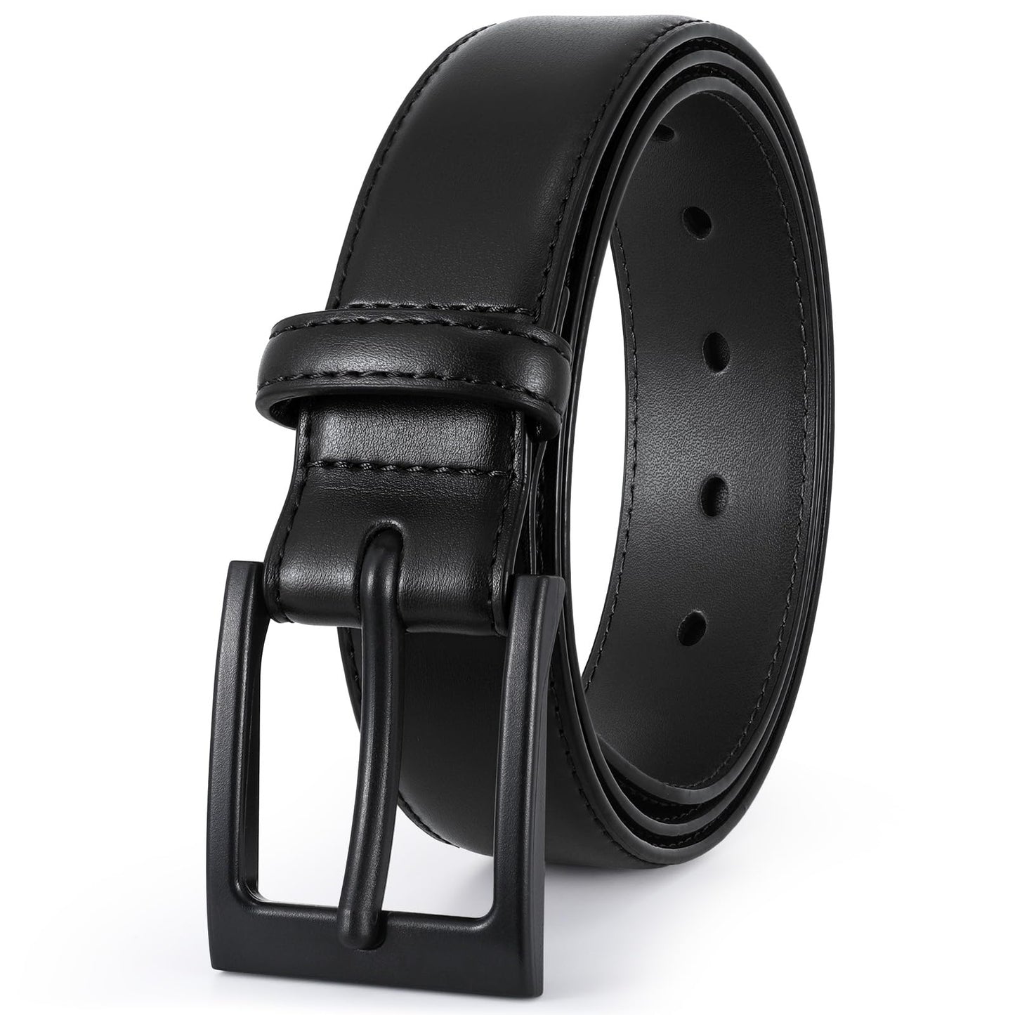 HOTXZQTIVE TSA Belt For Men Metal Free Dress Belts Hypoallergenic Leather Belt With Black Buckle Nickle Free