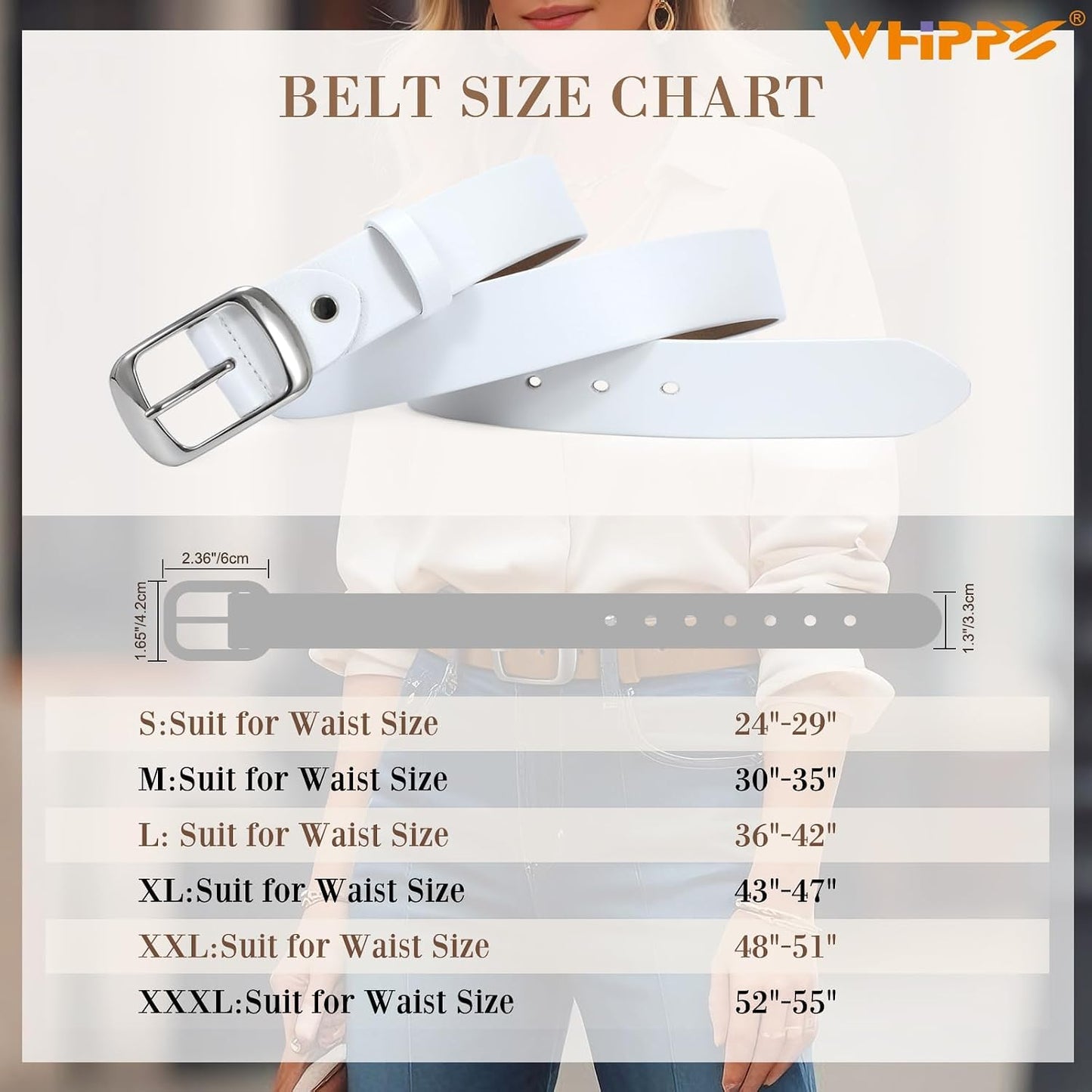 HOTWHIPPY Women Leather Belts for Jeans Pants Fashion Dress Belt for Women with Solid Pin Buckle