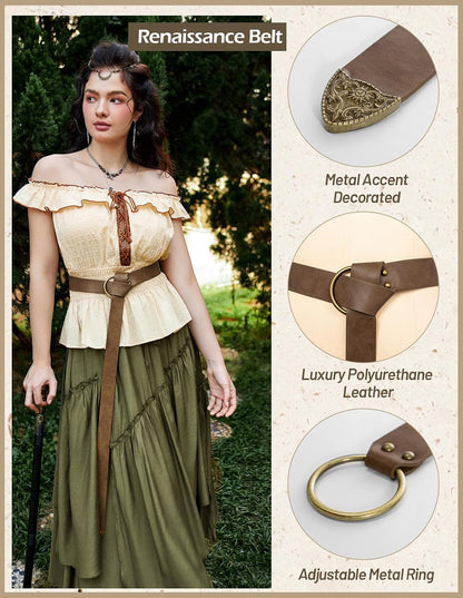 HOTScarlet Darkness Medieval Leather Belt Renaissance Accessory Pirate Viking Belt for Men Women