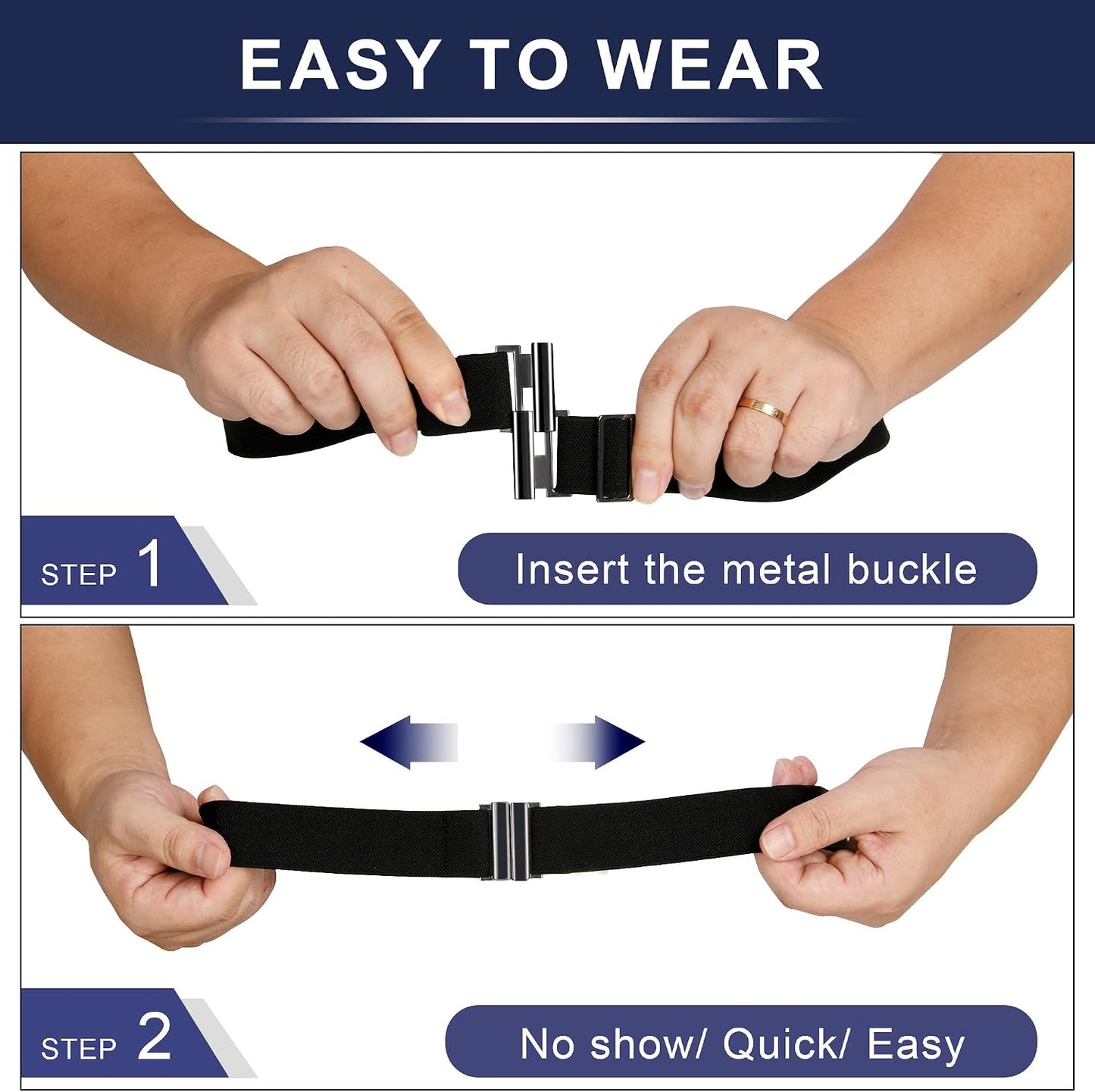 HOTTOURZOO No Show Invisible Belt for Women/Men Elastic Web Strap Waist Stretch Belt with Flat Buckle for Jeans Pants Dresses