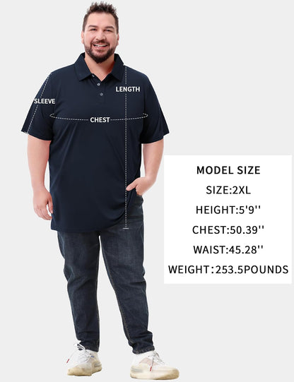 HOTIdtswch Men's Big and Tall Polo Shirts UPF 50+ Casual Work Quick Dry Short Sleeve Collared Golf Shirt（XL-8XL）