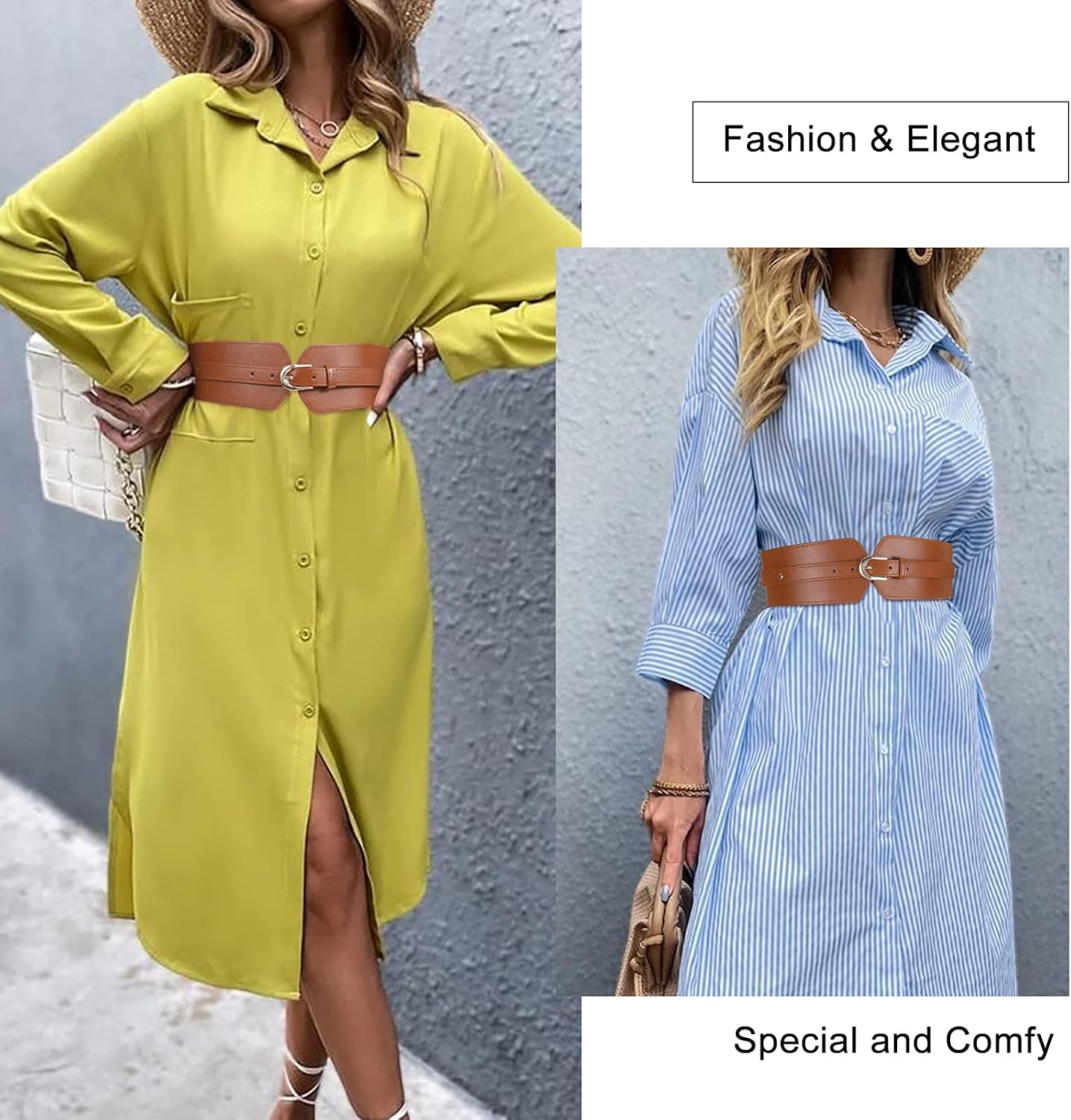 HOTSUOSDEY Womens Wide Elastic Waist Belt for Dress Ladies Stretch Cinch Belt for Women