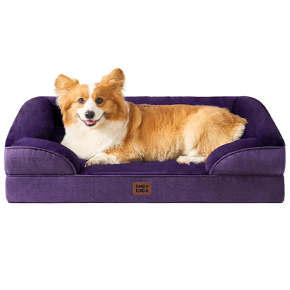 HOTEHEYCIGA Orthopedic Dog Beds for Extra Large Dogs 44x32Inch, Polyurethane Foam XL Pet Bed with Sides, Non-Slip and Egg-Crate Foam Big Dog Couch Bed with Washable Removable Cover, Grey