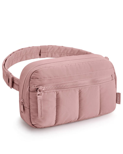 HOTBAGSMART Fanny Packs for Women Cross Body, Quilted Puffy Belt Bag with Pockets, Fashion Waist Packs for Traveling Hiking Black