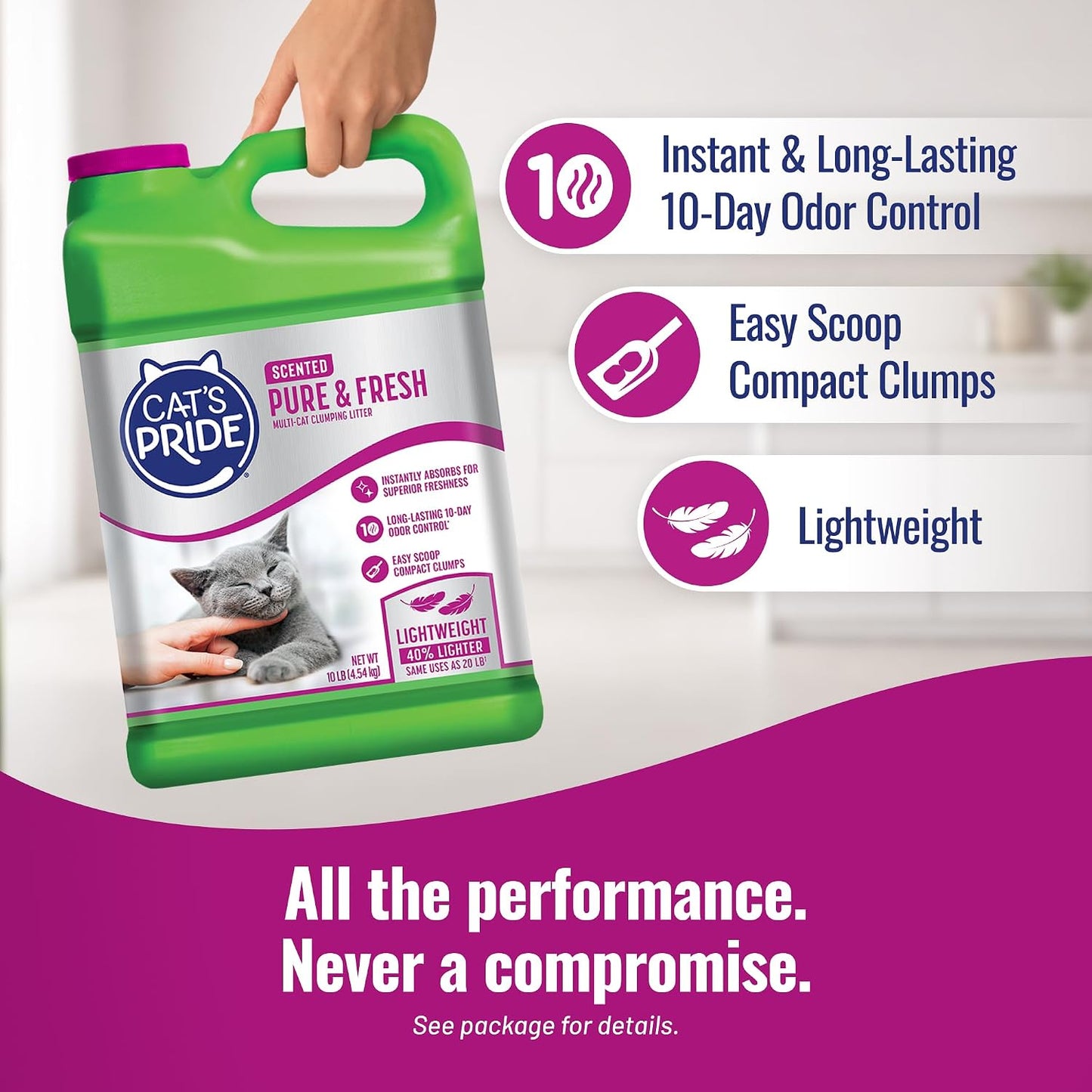 HOTCat's Pride Premium Lightweight Clumping Litter: Pure & Fresh - Up to 10 Days of Powerful Odor Control - Multi-Cat, Scented, 10 Pounds