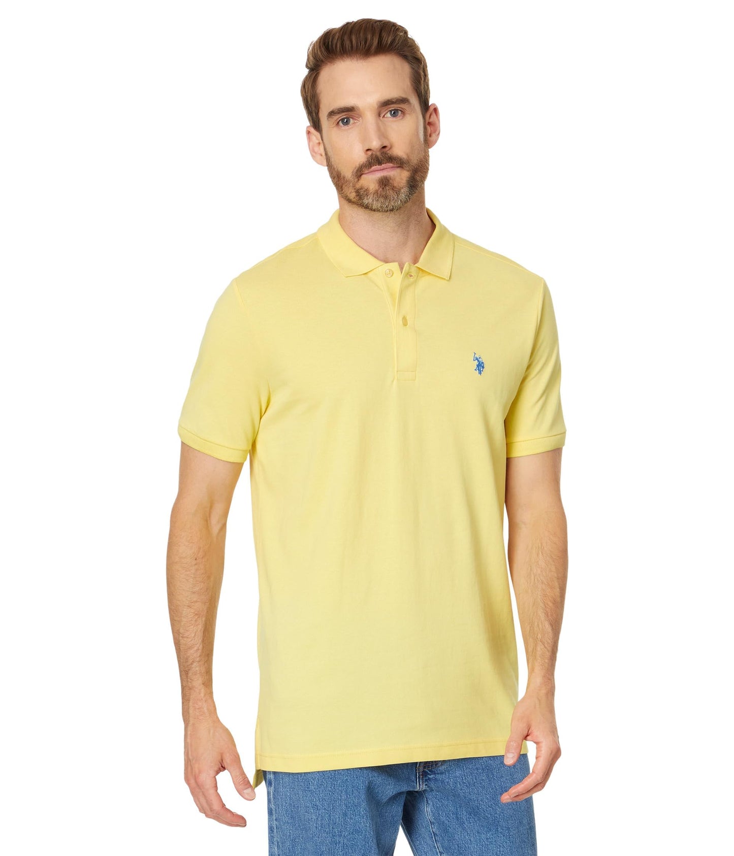 HOTU.S. Polo Assn. Men's Classic Polo Shirt, Two-Button Closure Pique Polo Shirt, Summer Fashion Golf Shirt | Two-Button Closure Pique Polo Shirt, Summer Fashion Golf Shirt