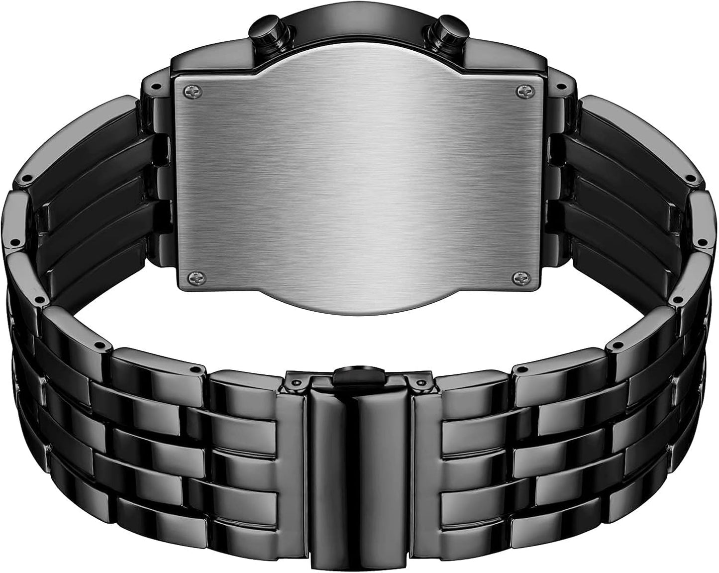HOTFANMIS Creative Mens Binary Matrix Blue LED Digital Watch Fashion Classic Black Plated Waterproof LED Backlight Bracelet Watches