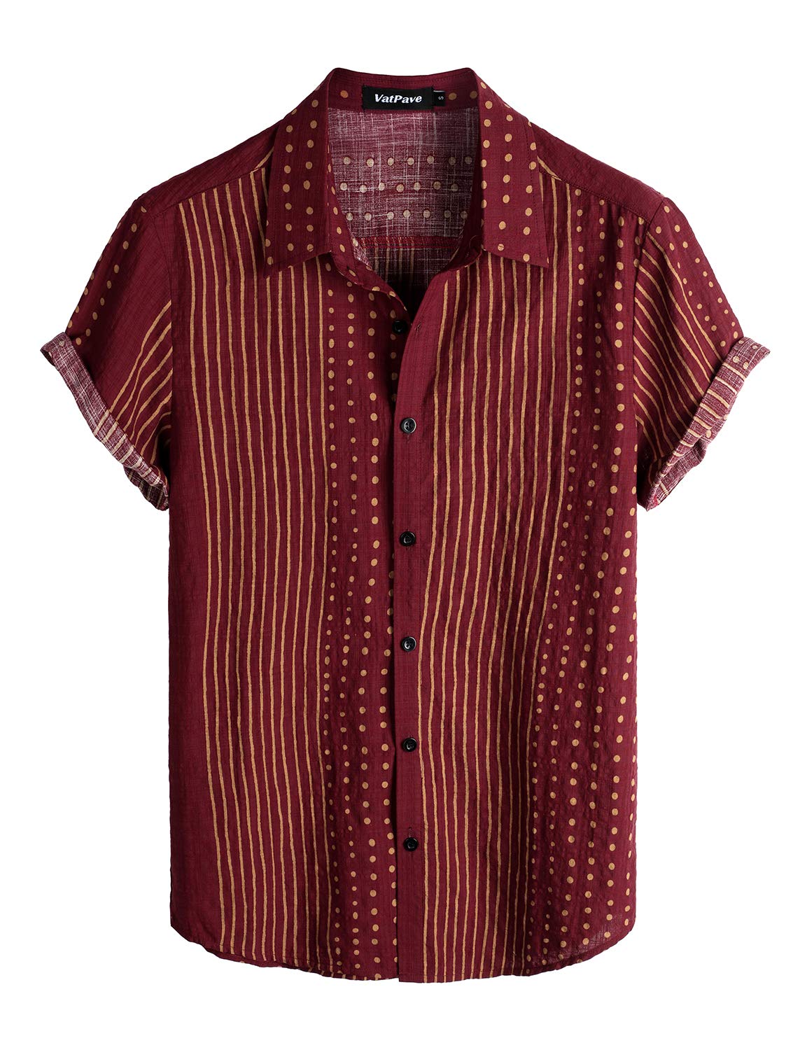HOTVATPAVE Mens Casual Short Sleeve Button Down Shirts Regular Fit Hawaiian Summer Shirt