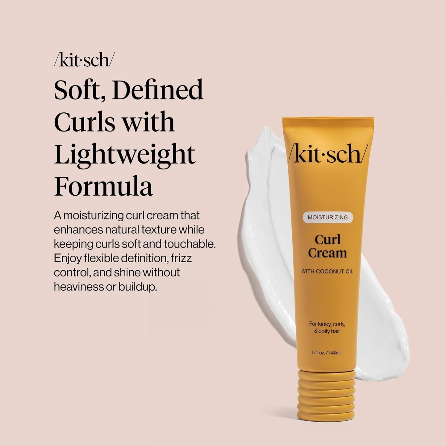 HOTKitsch Moisturizing Curl Cream for Curly Hair – Lightweight Curly Hair Products for Men & Women | Defines Curls, Controls Frizz & Boosts Shine | Hydrating Curling Cream