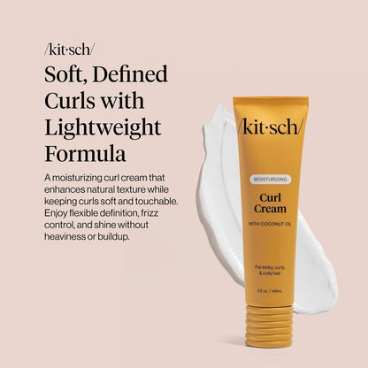 HOTKitsch Moisturizing Curl Cream for Curly Hair – Lightweight Curly Hair Products for Men & Women | Defines Curls, Controls Frizz & Boosts Shine | Hydrating Curling Cream