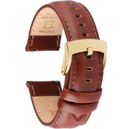 HOTOTTOODY Leather Watch Bands Quick Release, Elegant Top Grain Leather Watch Straps for Men & Women, Choice of Color & Width - 18mm, 19mm, 20mm, 21mm or 22mm Wristbands Bracelet for Watch & Smartwatch