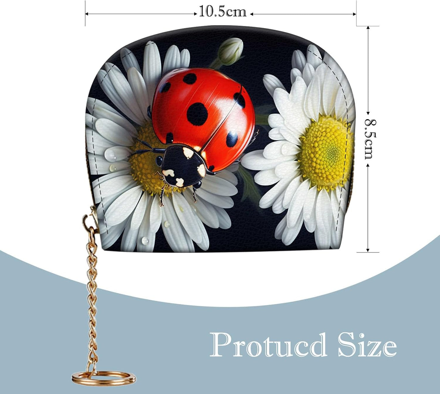 HOTWomen's Slim RFID Wallet – Compact Leather Card Holder Wallet for Women, 9 Card Slots RFID Blocking Credit Card Organizer, Small Travel Wallet - Ladybug on Daisy Flower